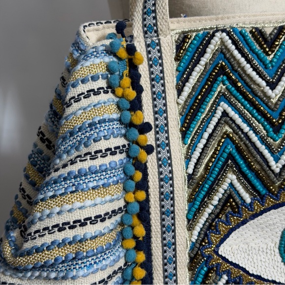 America & Beyond • Grecian Nights Evil Eye Beaded Tote Bag New - Picture 14 of 14